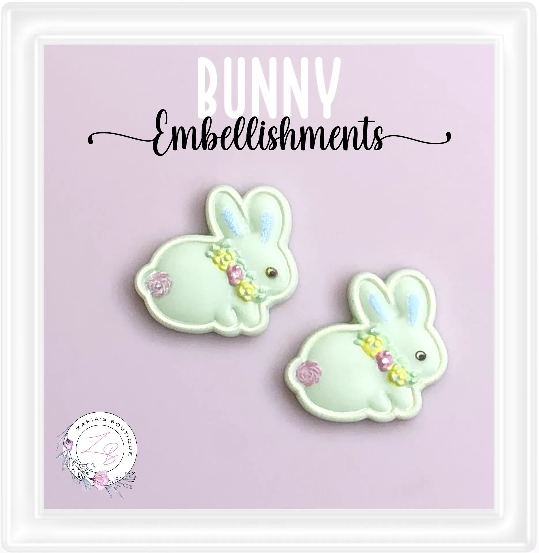 ⋅ Sweet Bunnies ⋅ Flatback Resin Bow Embellishments ⋅ 2 pieces