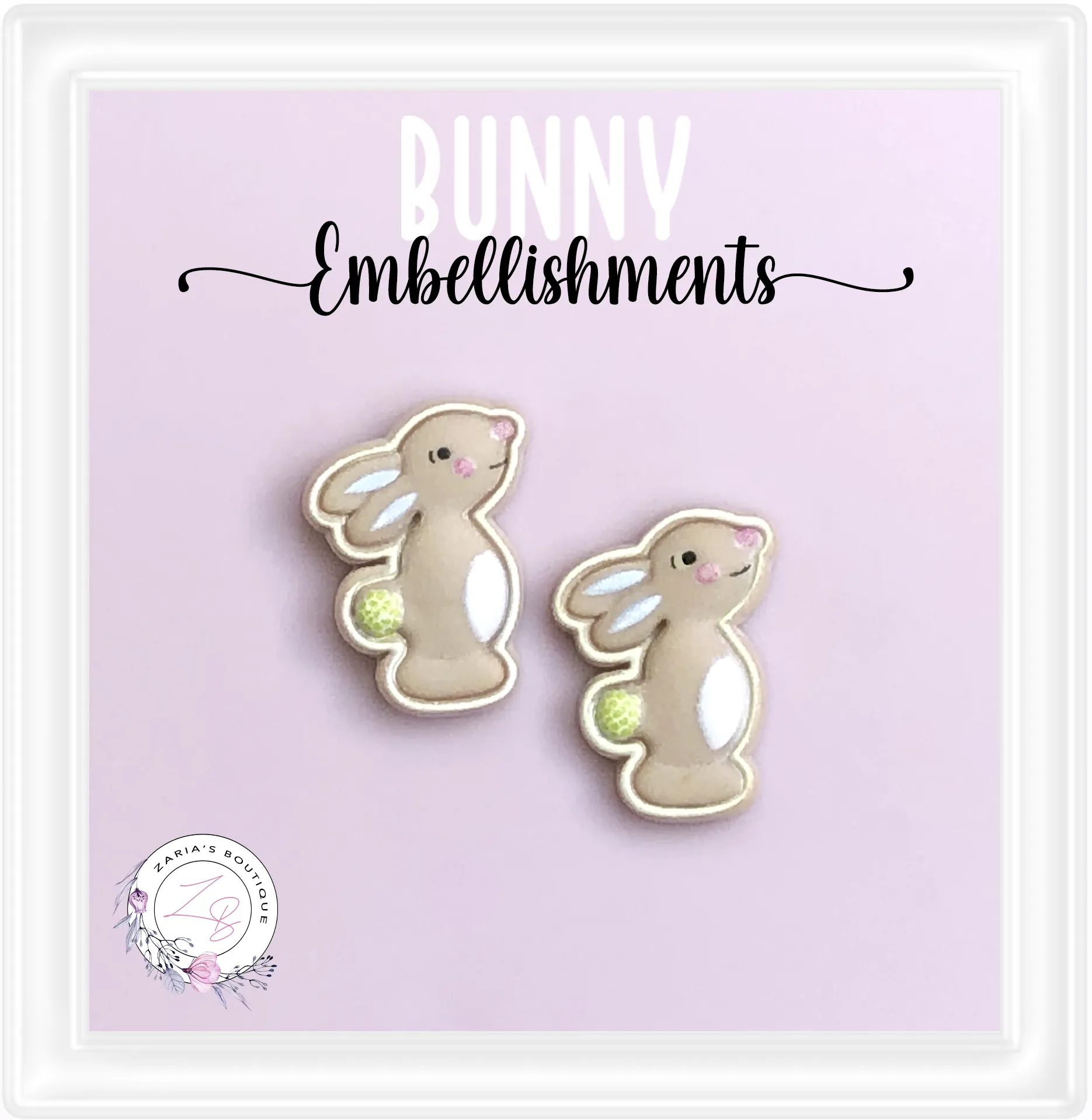 ⋅ Sweet Bunnies ⋅ Flatback Resin Bow Embellishments ⋅ 2 pieces