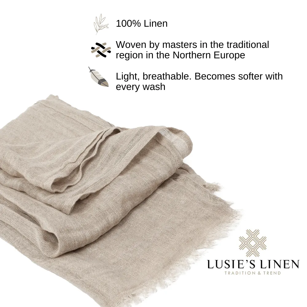 100% Linen Scarf - Dark Gray - Natural Color - Not Dyed