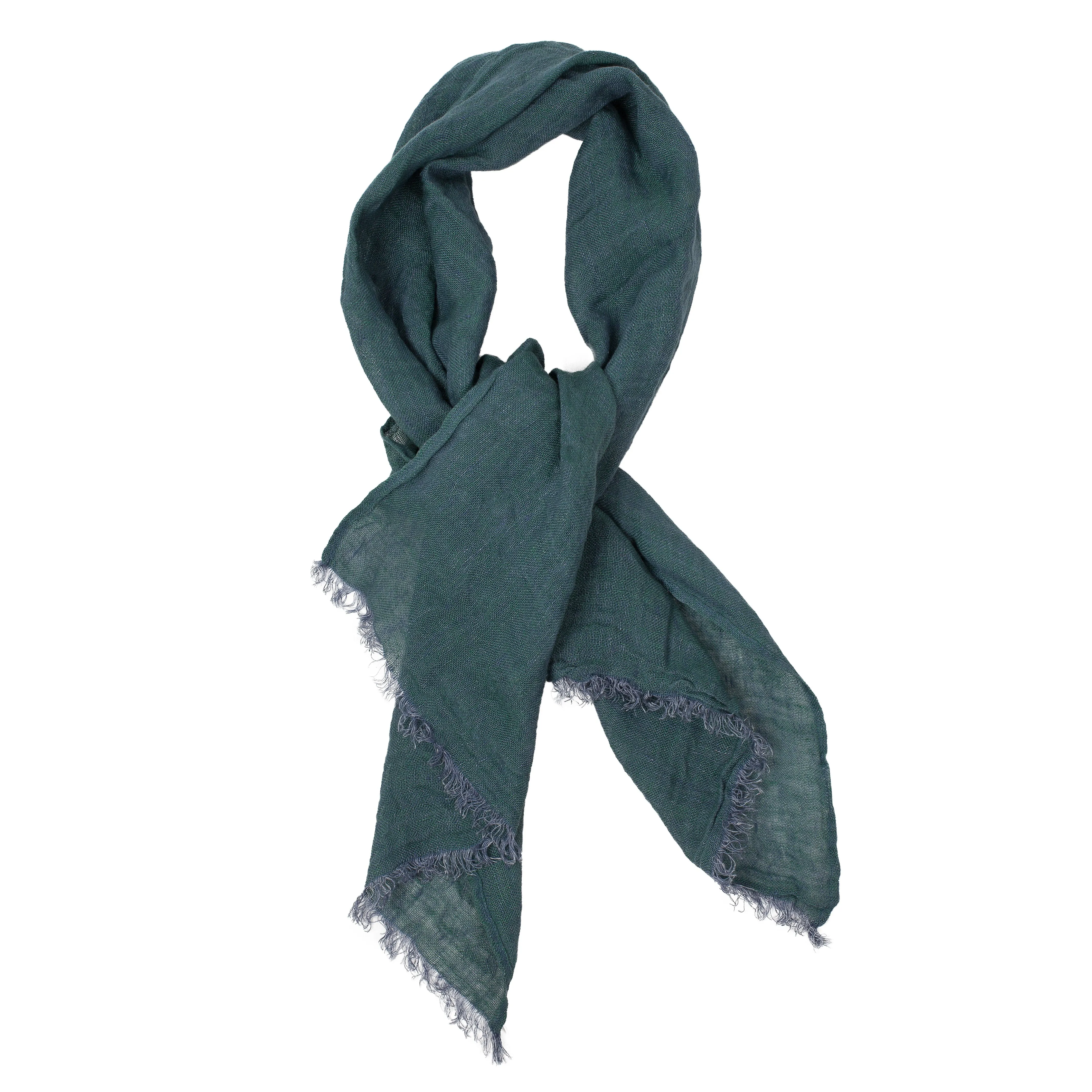 100% Linen Scarf - Dark Green