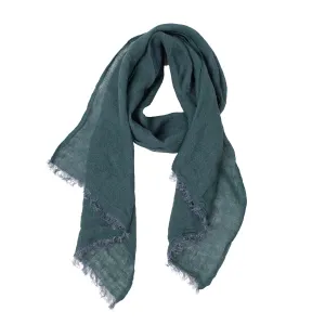 100% Linen Scarf - Dark Green