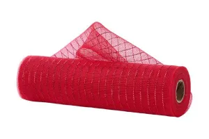 10" Fine Weave Metallic Mesh: Red w/ Red Foil (10 Yards) RY500124