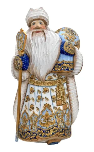 12” Tall Unique Wood Burn Russian Santa