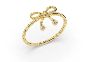 14K Bow Ring with Diamonds