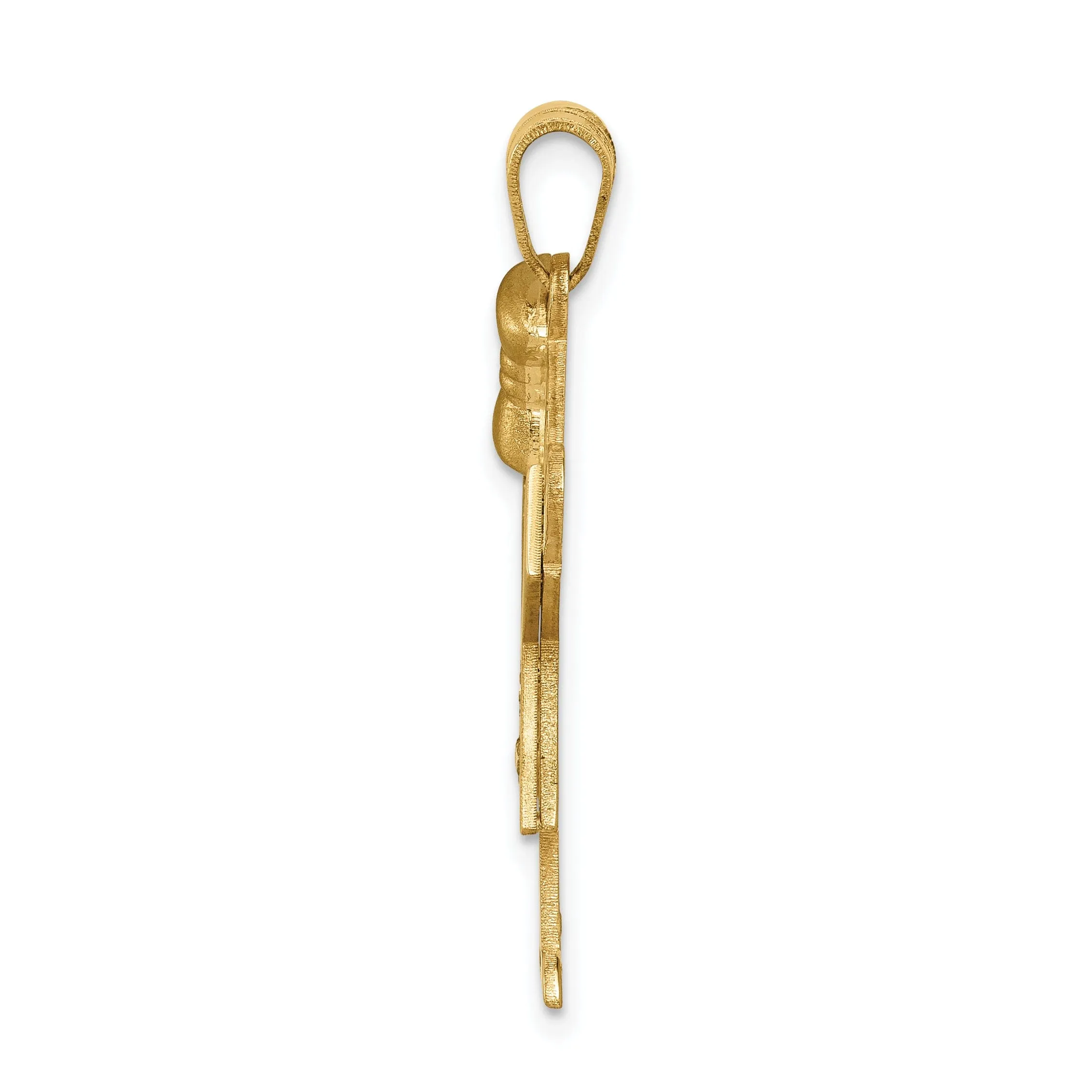 14k Yellow Gold Diamond Girl With Bow Love Pendant