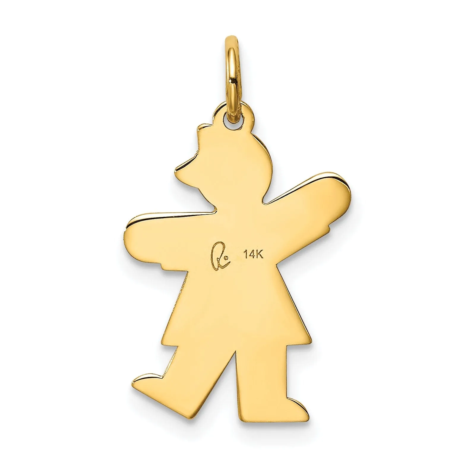 14k Yellow Gold Heart Girl With Bow Kiss Charm