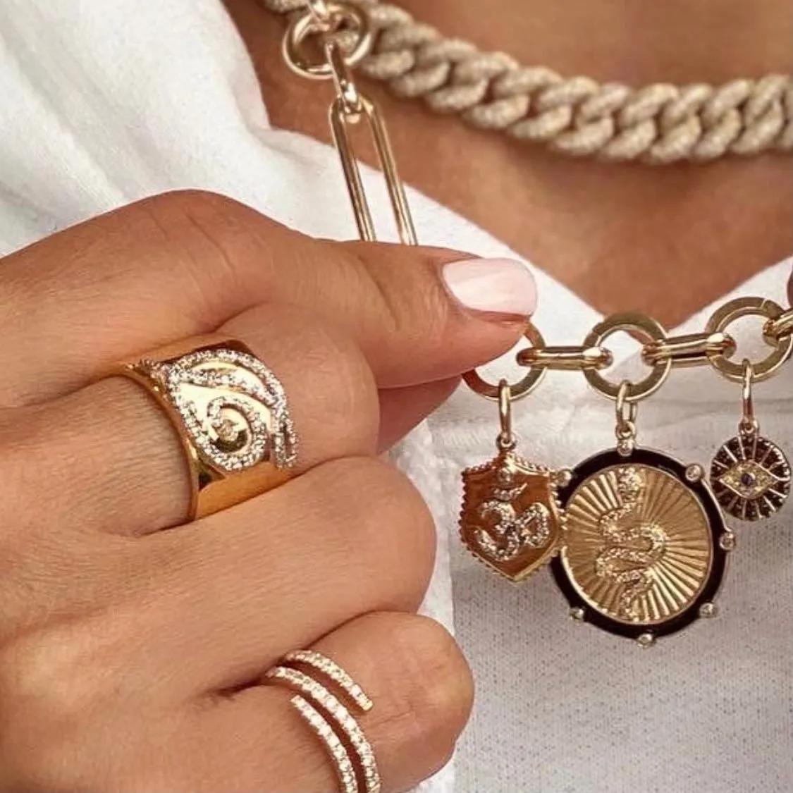 14KT Gold Diamond Initial Cigar Band Ring, Custom