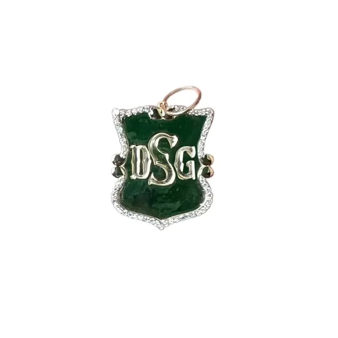 14KT Gold Diamond Medium Custom Shield Pendant Charm