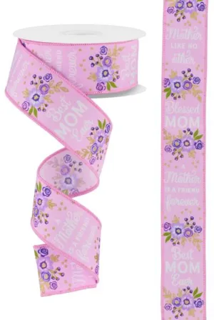 1.5" Floral Mom Ribbon: Light Lavender, Pastels, Gold (10 Yards) RGE1975NR
