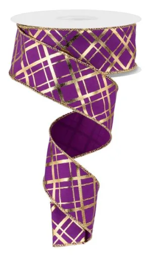 1.5" Metallic Thick/Thin Diagonal: Purple, Gold (10 Yards) RGE1673CN