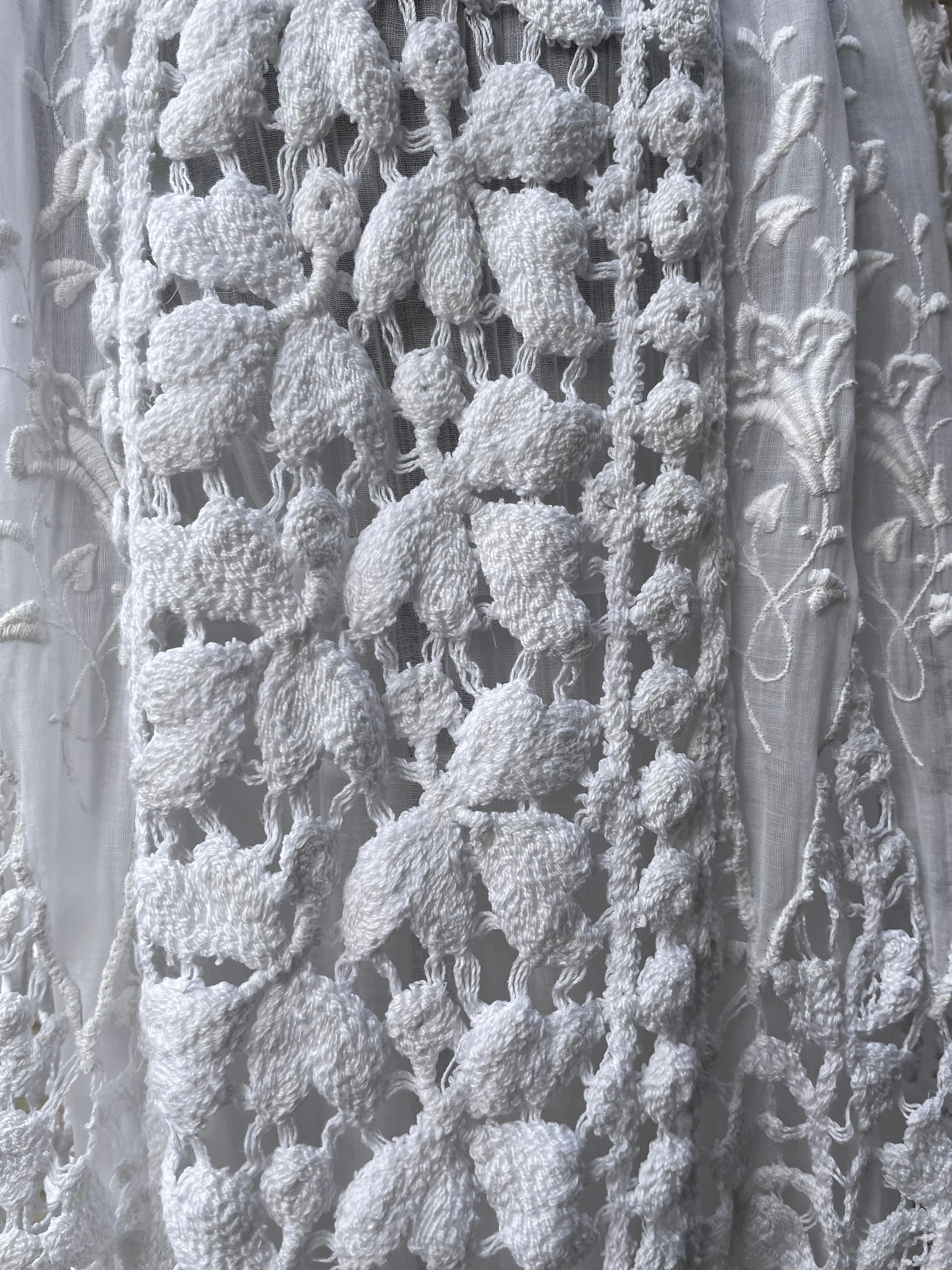 1910s Embroidered Crochet Lace Sailor Collar Cotton Lawn Dress