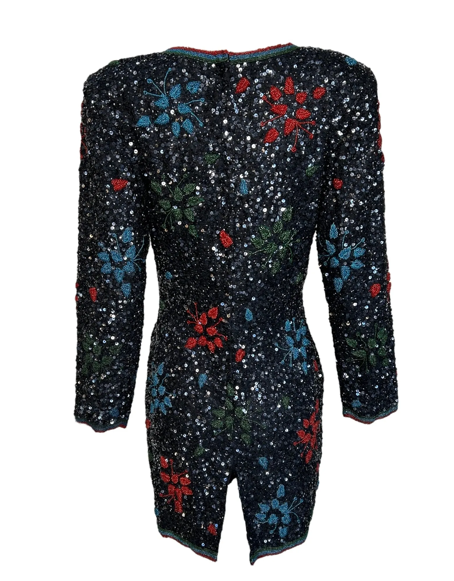 1980s Heavily Beaded & Sequined Tunic Micro Dress