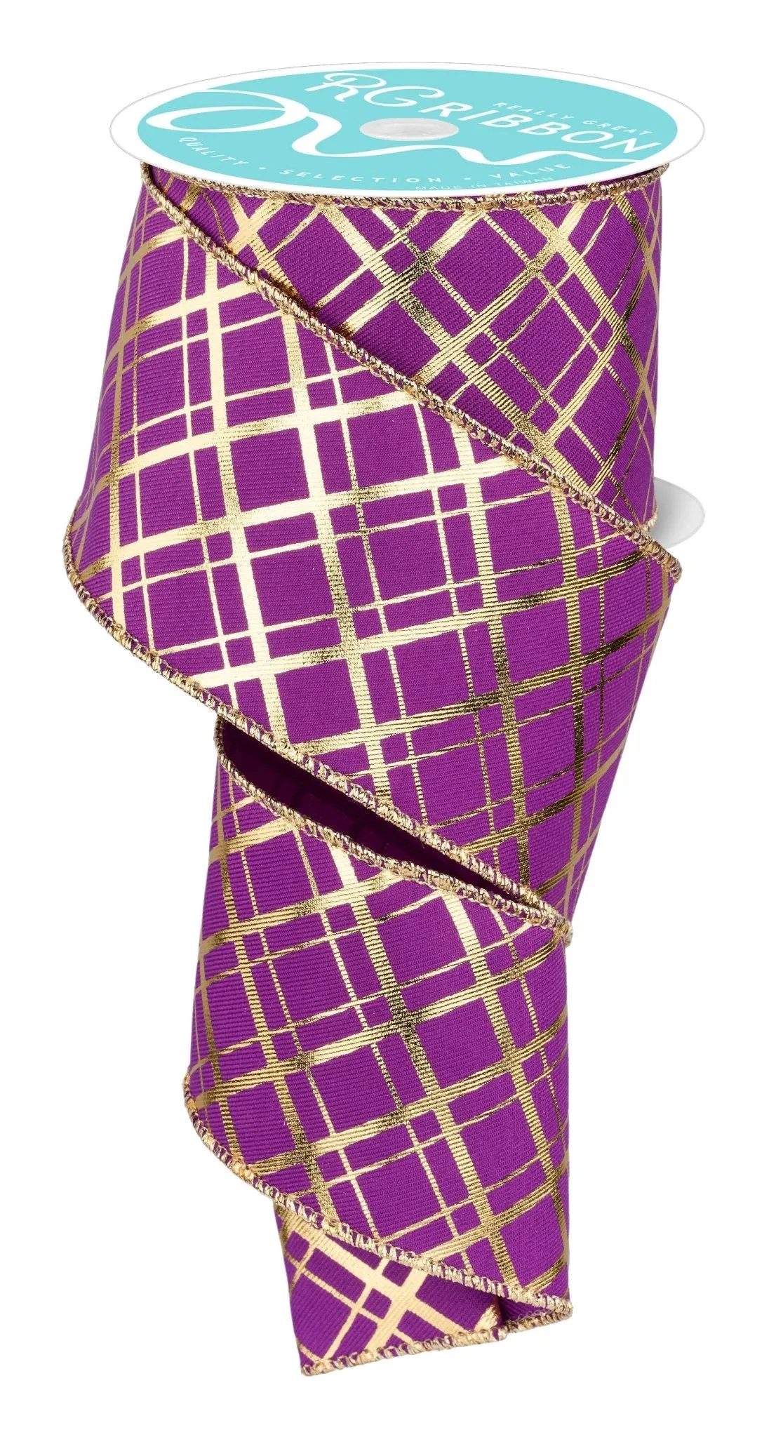 2.5" Metallic Thick/Thin Diagonal: Purple, Gold (10 Yards) RGE1674CN