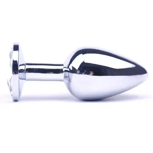 4-inch Stainless Steel Silver Medium Butt Plug with Crystal Base