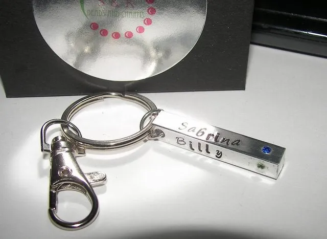 4 sided copper bar key chain, custom personalized hand stamped keychain with kids names, customized gift for mom or dadhandstamped jewelry