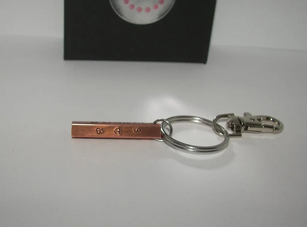 4 sided copper bar key chain, custom personalized hand stamped keychain with kids names, customized gift for mom or dadhandstamped jewelry
