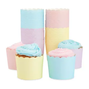 48 Pack Pastel Cupcake Liners Wrappers Rainbow Color Muffin Paper