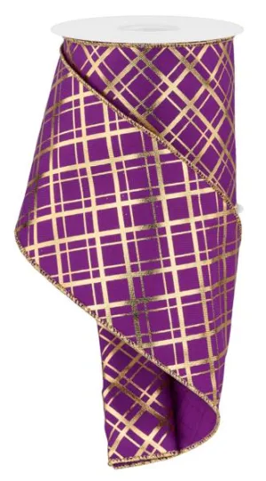 4" Metallic Thick/Thin Diagonal: Purple, Gold (10 Yards) RGE1675CN