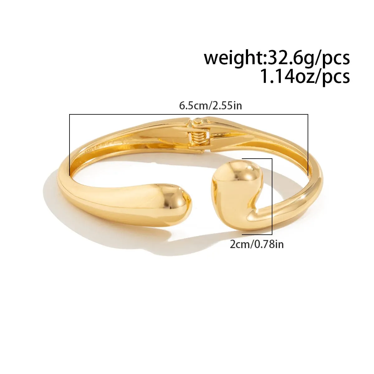 Abstract Gold Silver Tone Asymmetric Waterdrop Bangle Bracelet