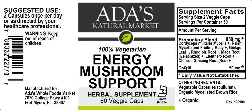 Ada's Natural Market - Energy Mushroom Support (60 ct / 30 servings) - $0.50/serving*