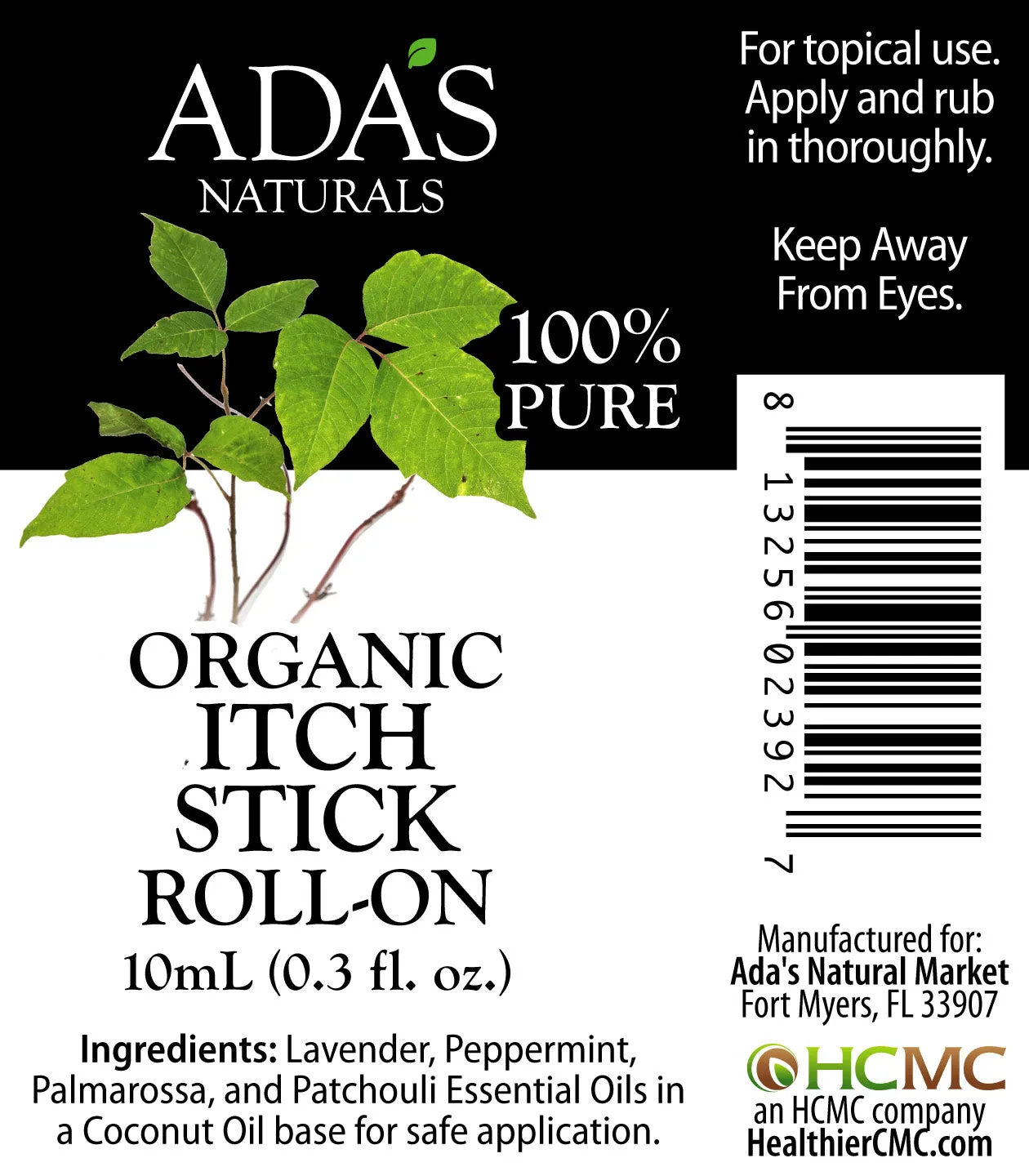 Ada's Naturals - Organic Essential Oil Roll-On - Itch Stick Blend (0.3 oz / 10ml)
