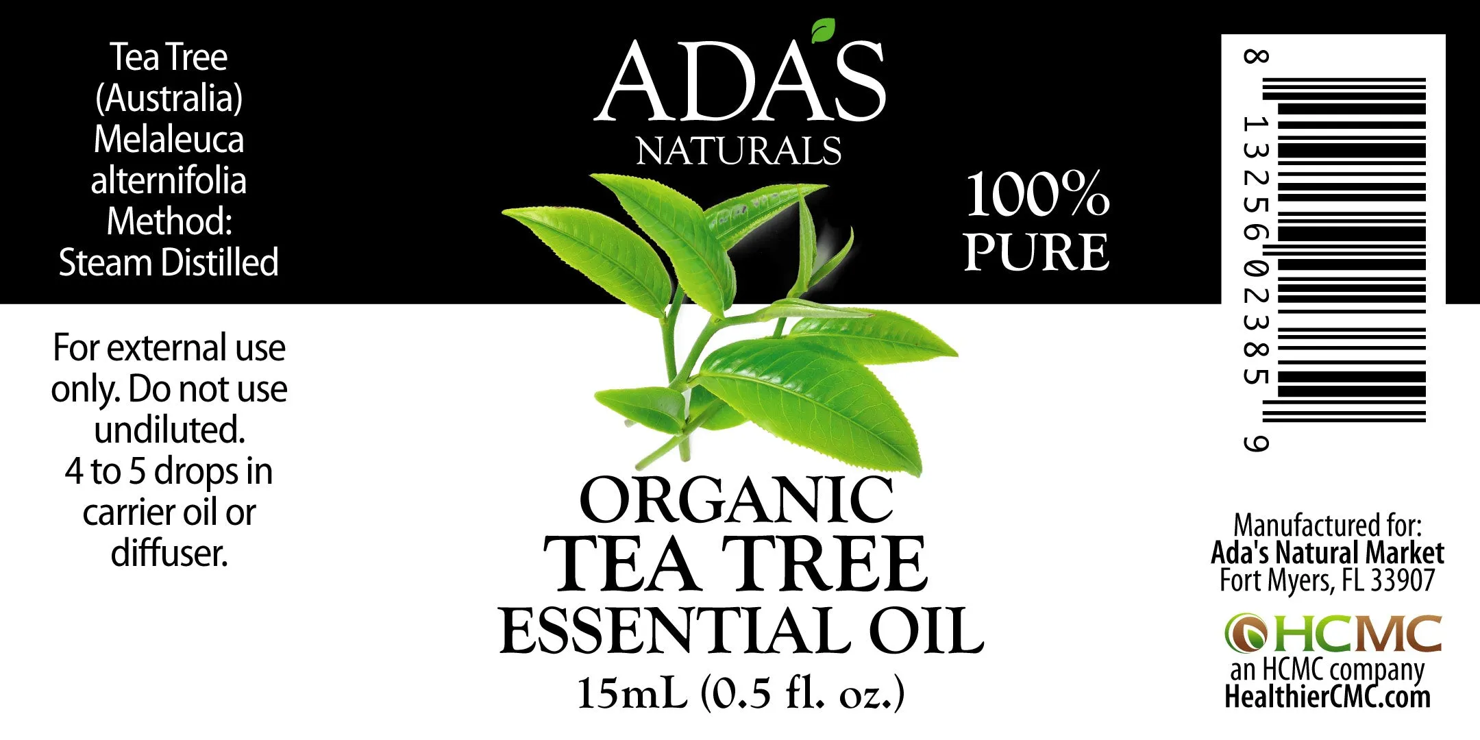 Ada's Naturals - Organic Essential Oil - Tea Tree (0.5 oz / 15ml)