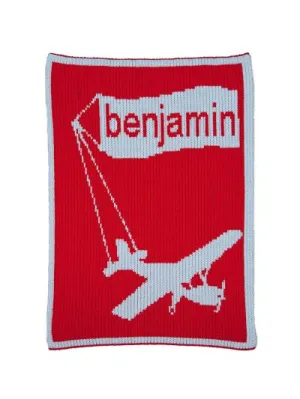 AIRPLANE & NAME BANNER STROLLER BLANKET