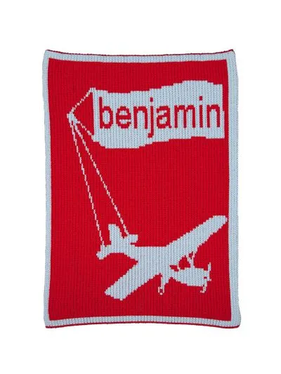 AIRPLANE & NAME BANNER STROLLER BLANKET