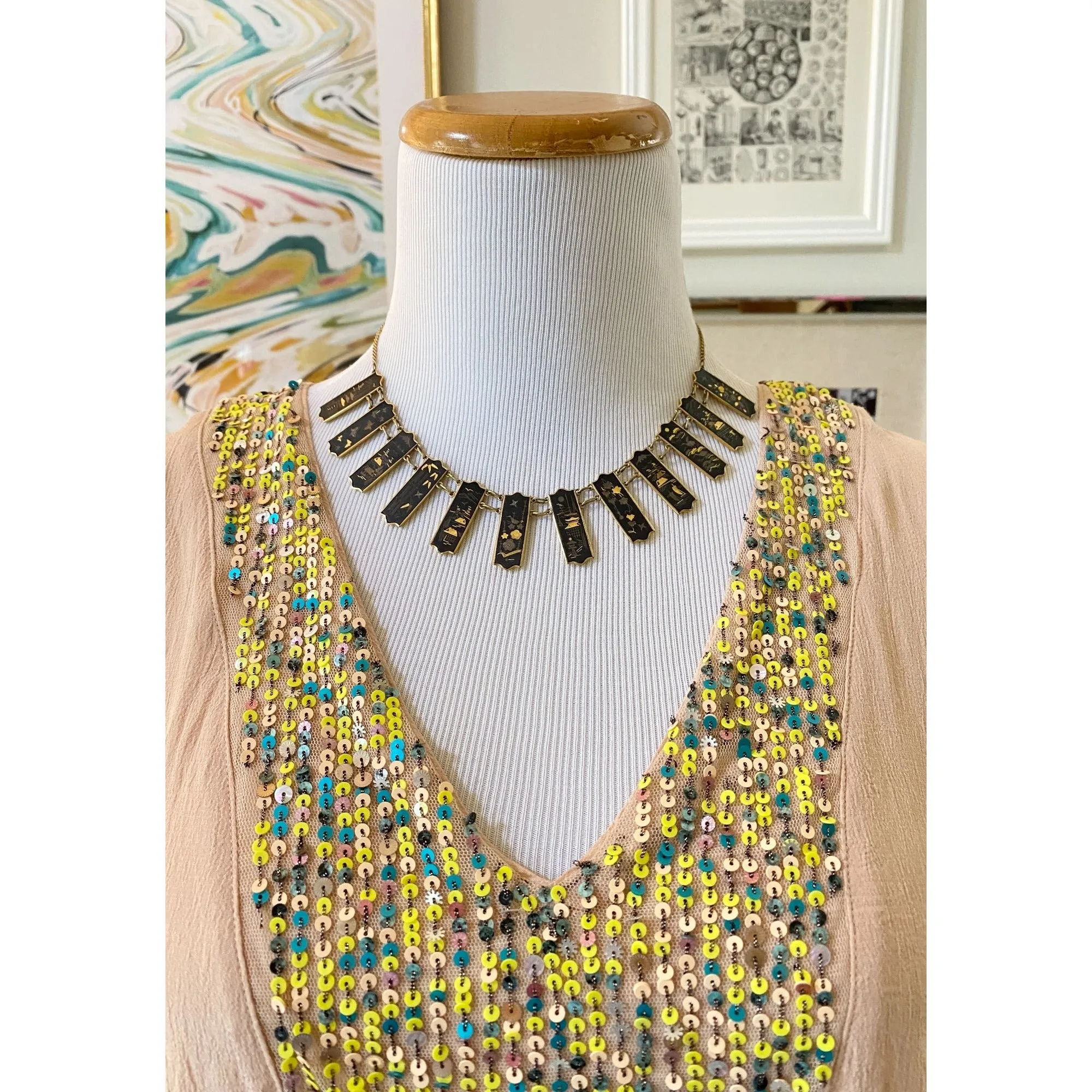 Anthropologie Kristie Sequined Peasant Blouse