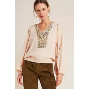Anthropologie Kristie Sequined Peasant Blouse