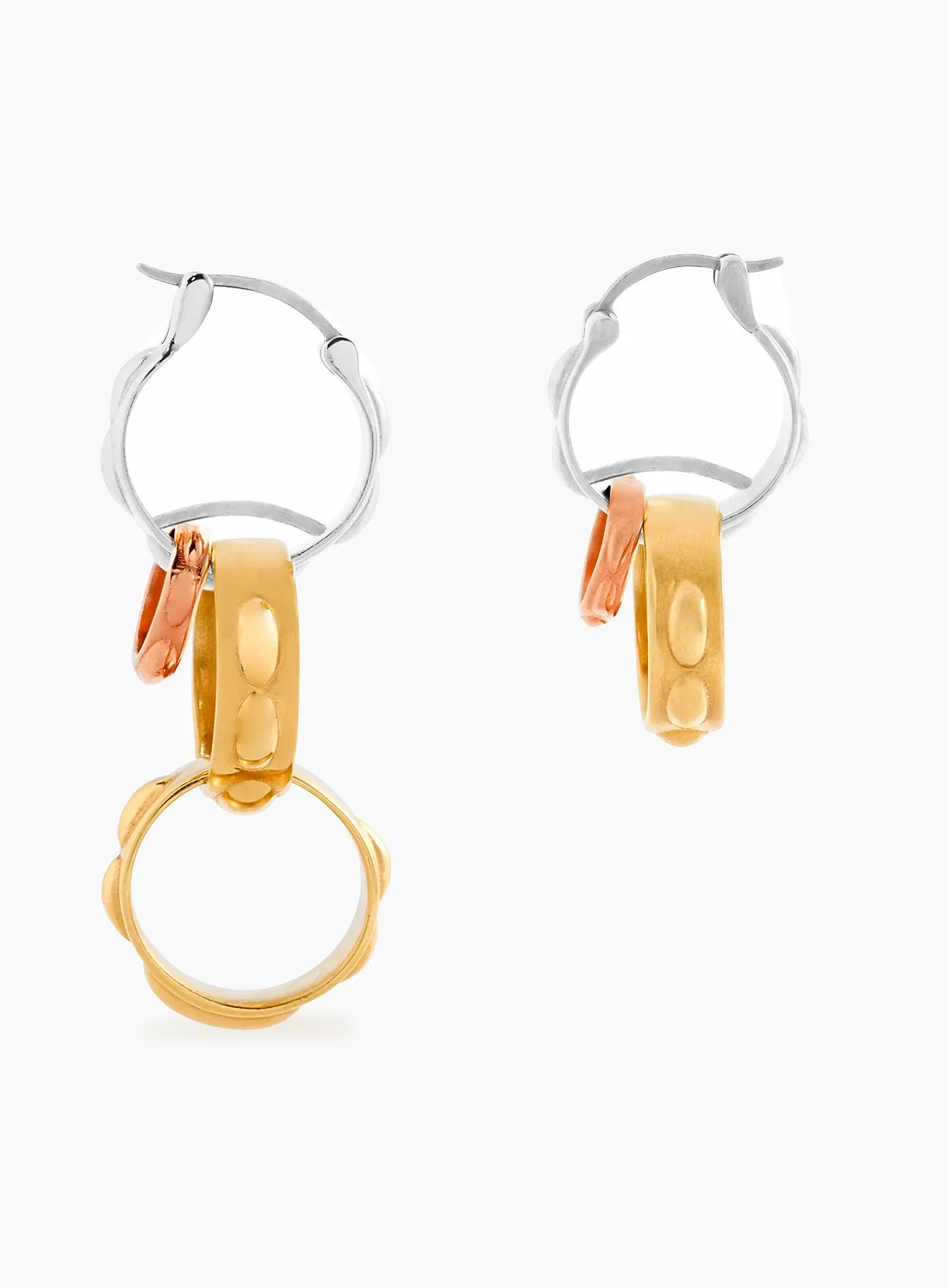 Asymmetric Modular Tricolor Earrings