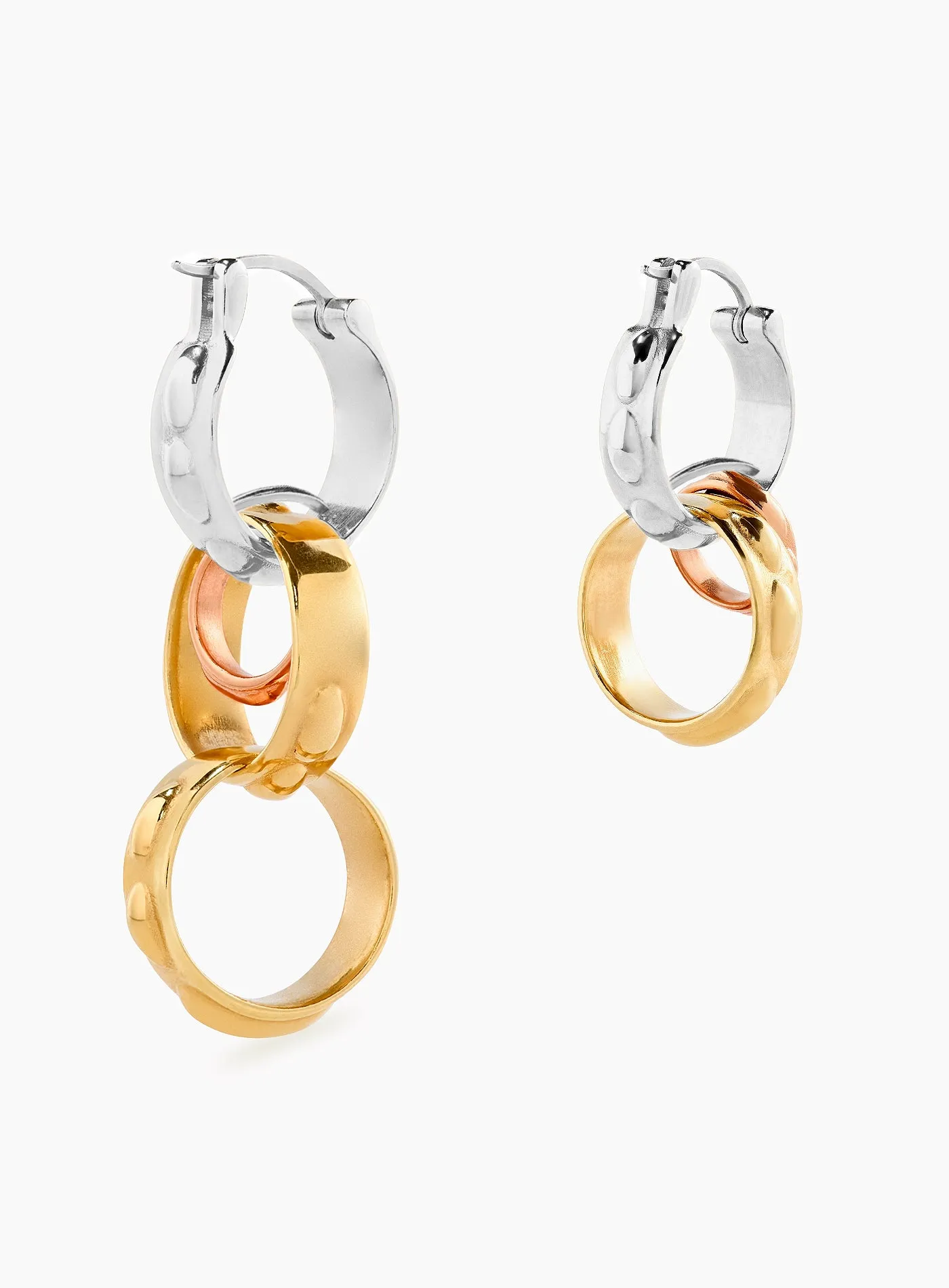 Asymmetric Modular Tricolor Earrings