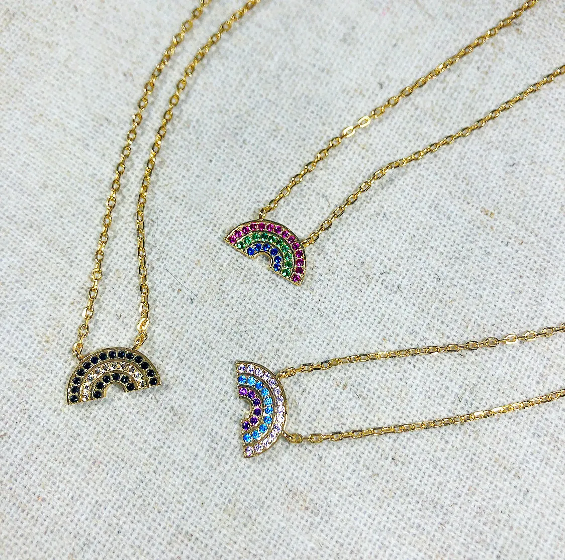 Atelier All Day 14K Gold Vermeil & CZ Pastel Rainbow Pendant