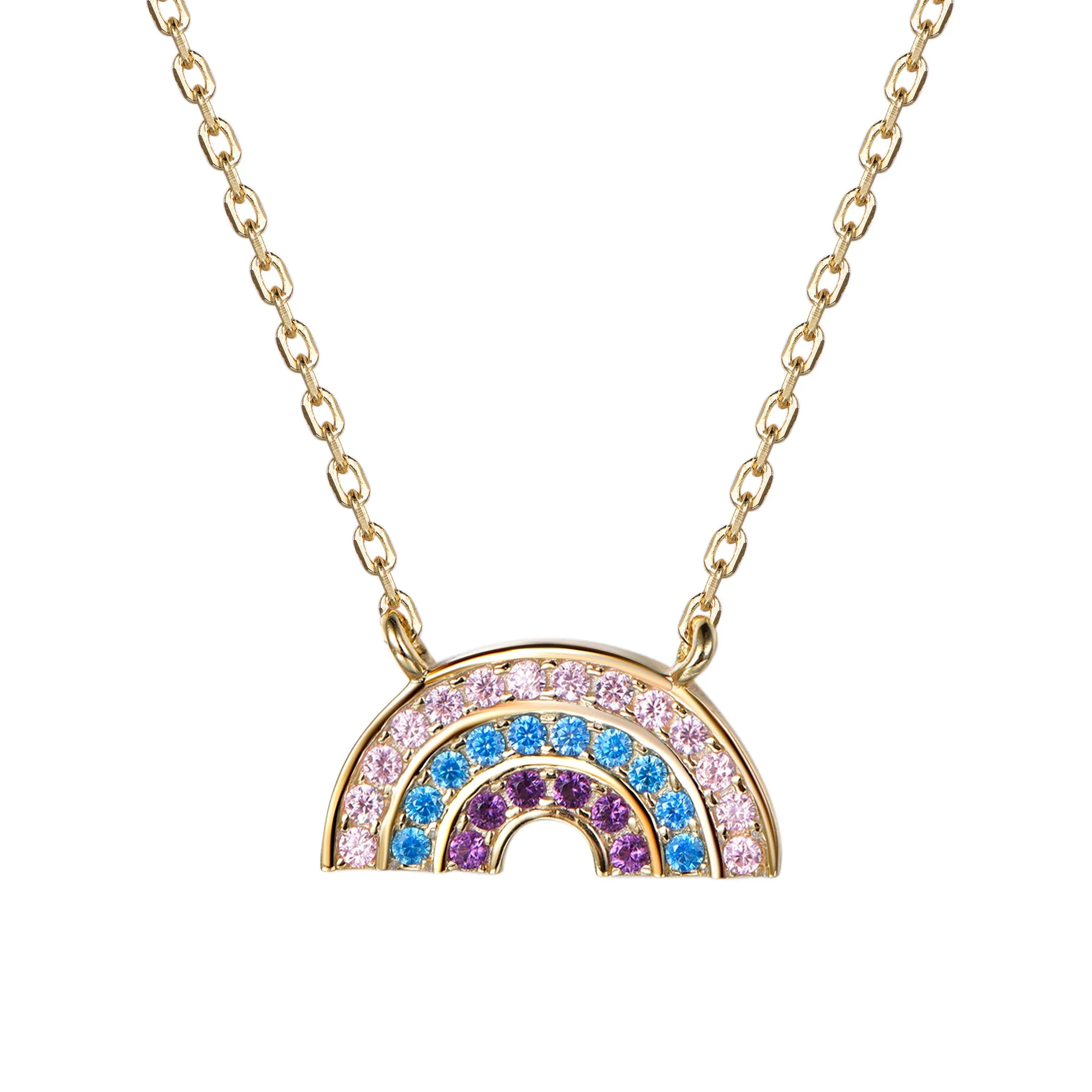 Atelier All Day 14K Gold Vermeil & CZ Pastel Rainbow Pendant