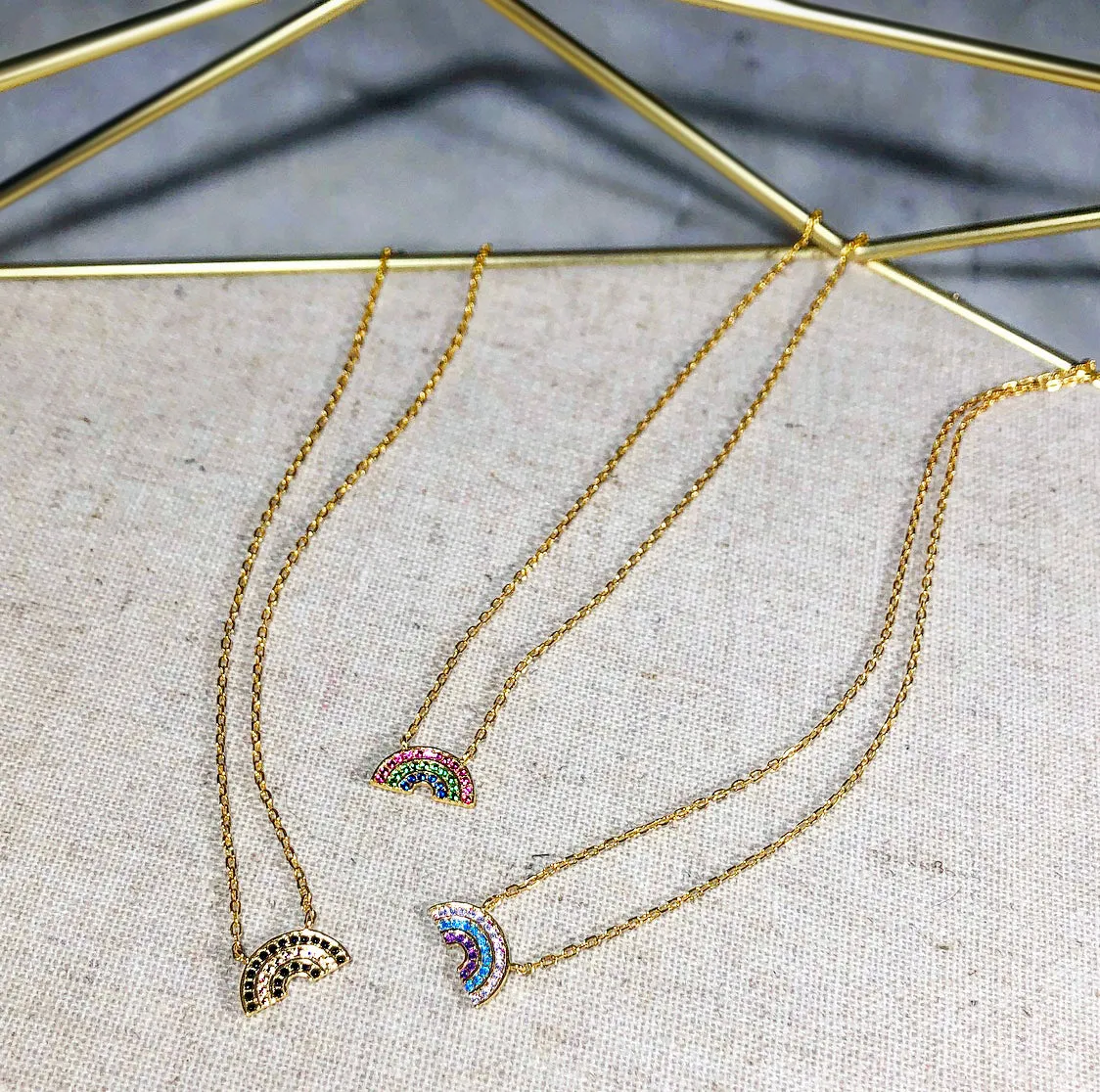 Atelier All Day 14K Gold Vermeil & CZ Pastel Rainbow Pendant
