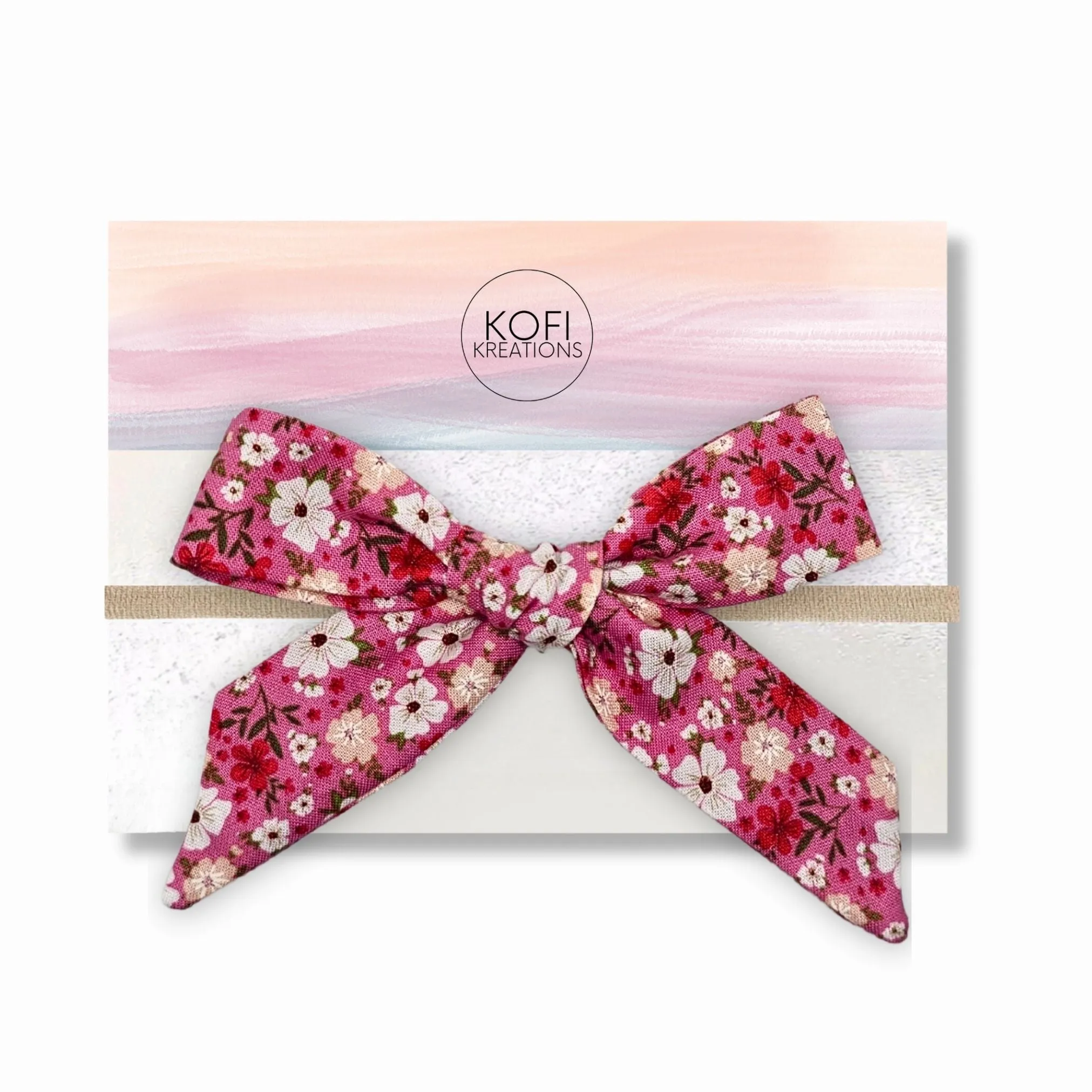 Audrey Blush Petals - Hand-Tied Hair Bow