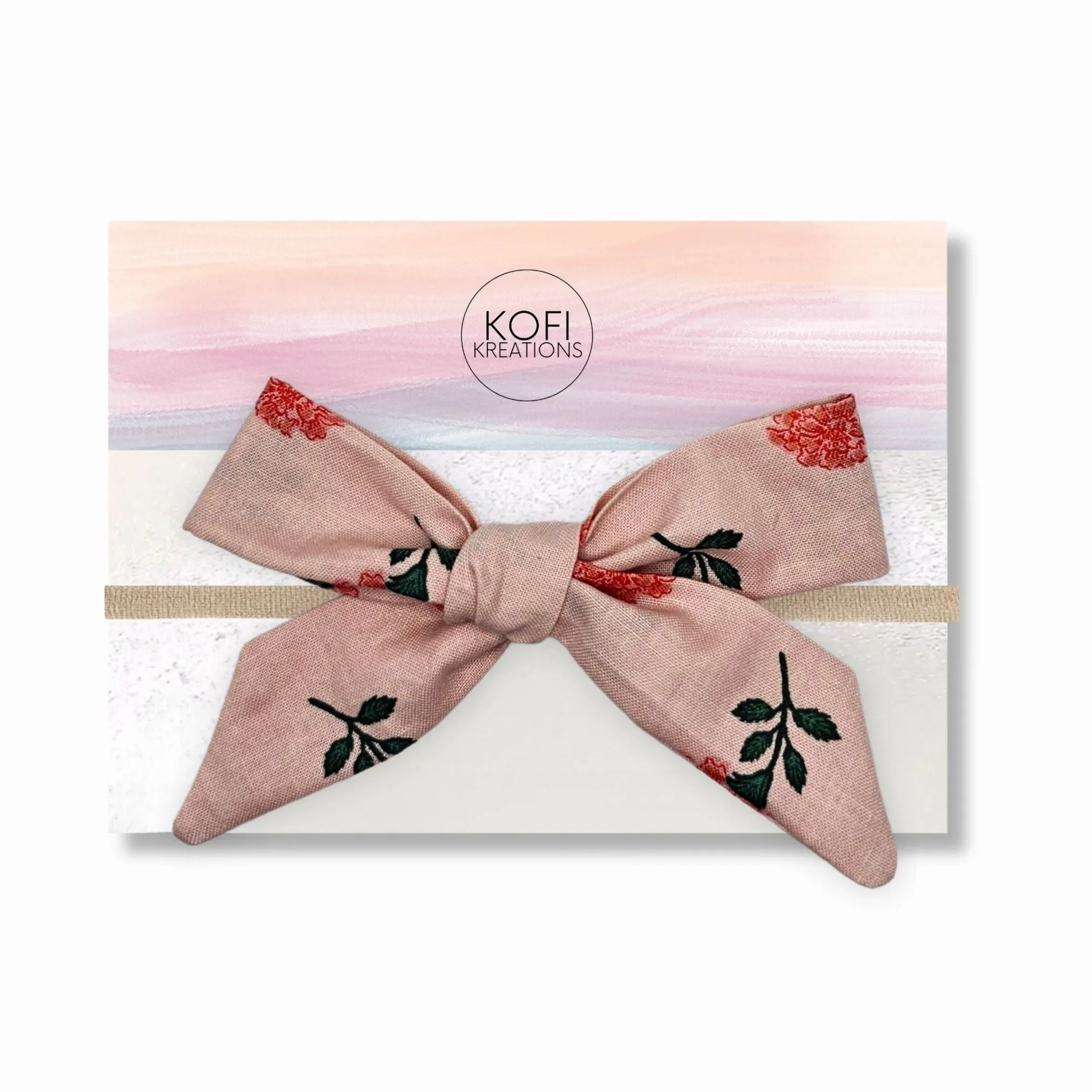 Audrey - Peachy Keen Hand-Tied Hair Bow