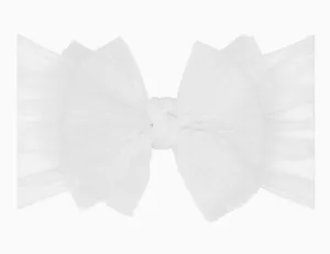 Baby Blin Tulle FAB Soft Nylon Headband with Tulle Bow - Pleated White