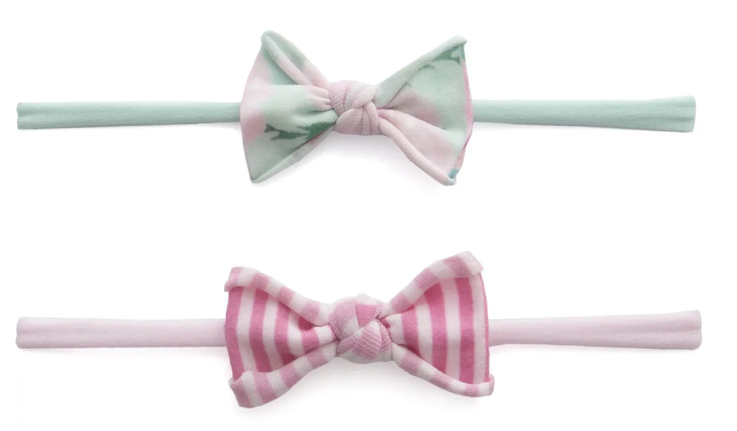 Baby Bling Mini Print 2pc Set-Watercolor Floral Mint & Pink Mini Stripe