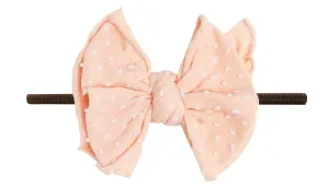 Baby Bling Tropical Peach Dot / Brown SHAB-BOW-LOUS Skinny Headband