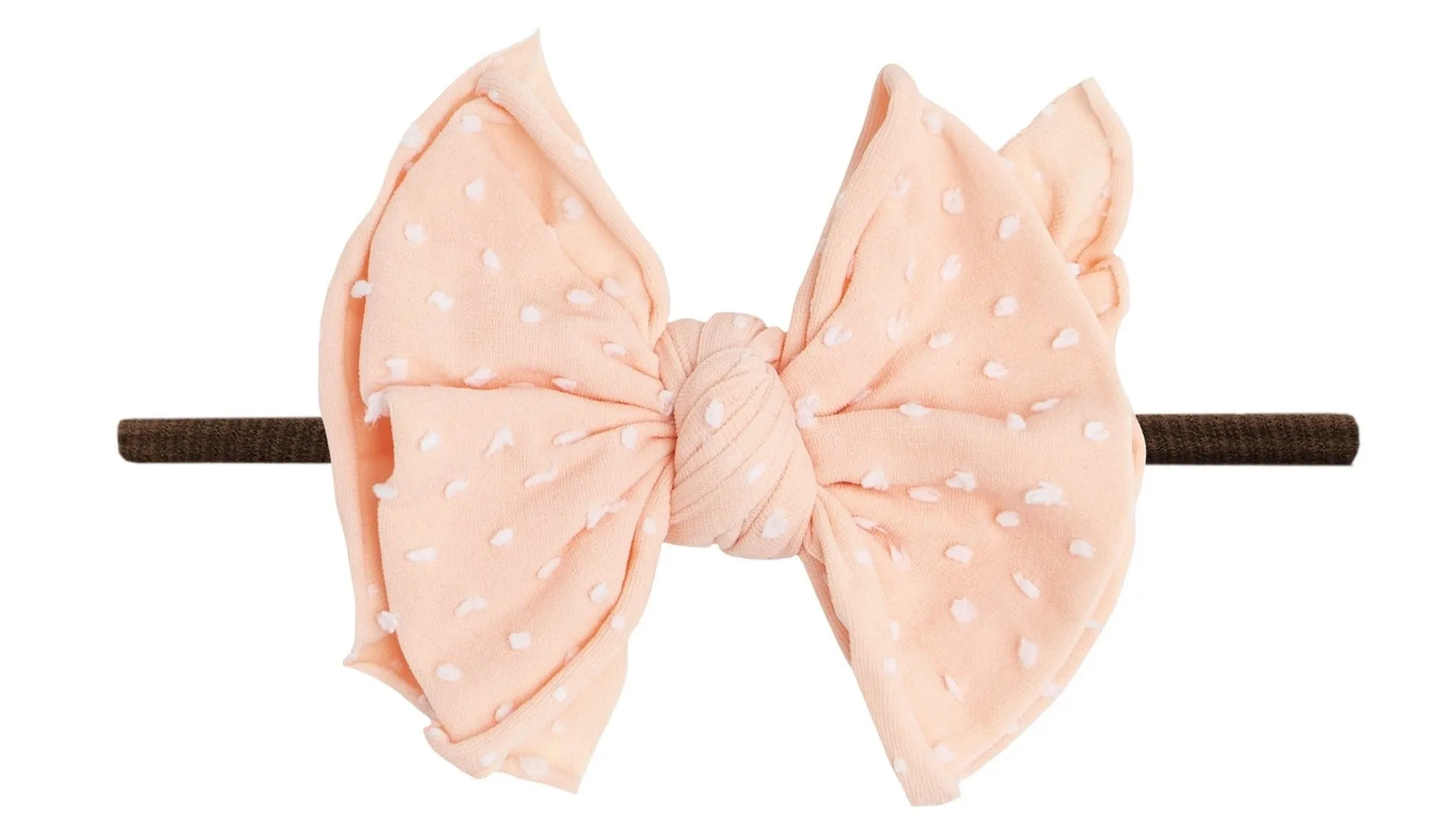 Baby Bling Tropical Peach Dot / Brown SHAB-BOW-LOUS Skinny Headband