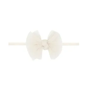 Baby Bling Tulle Baby Skinny Soft Tulle Bow Headband - Pleated Oatmeal