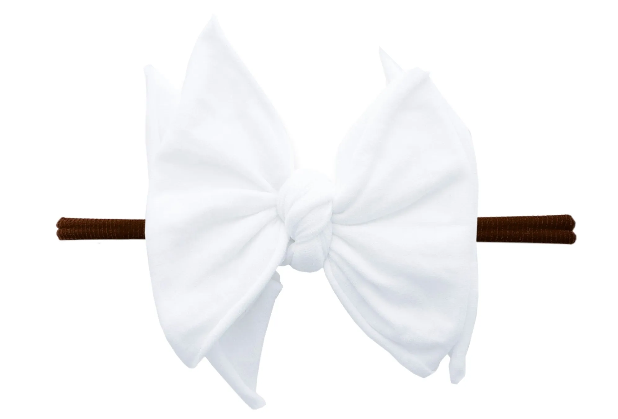 Baby Bling White / Brown FAB-BOW-LOUS Skinny Headband