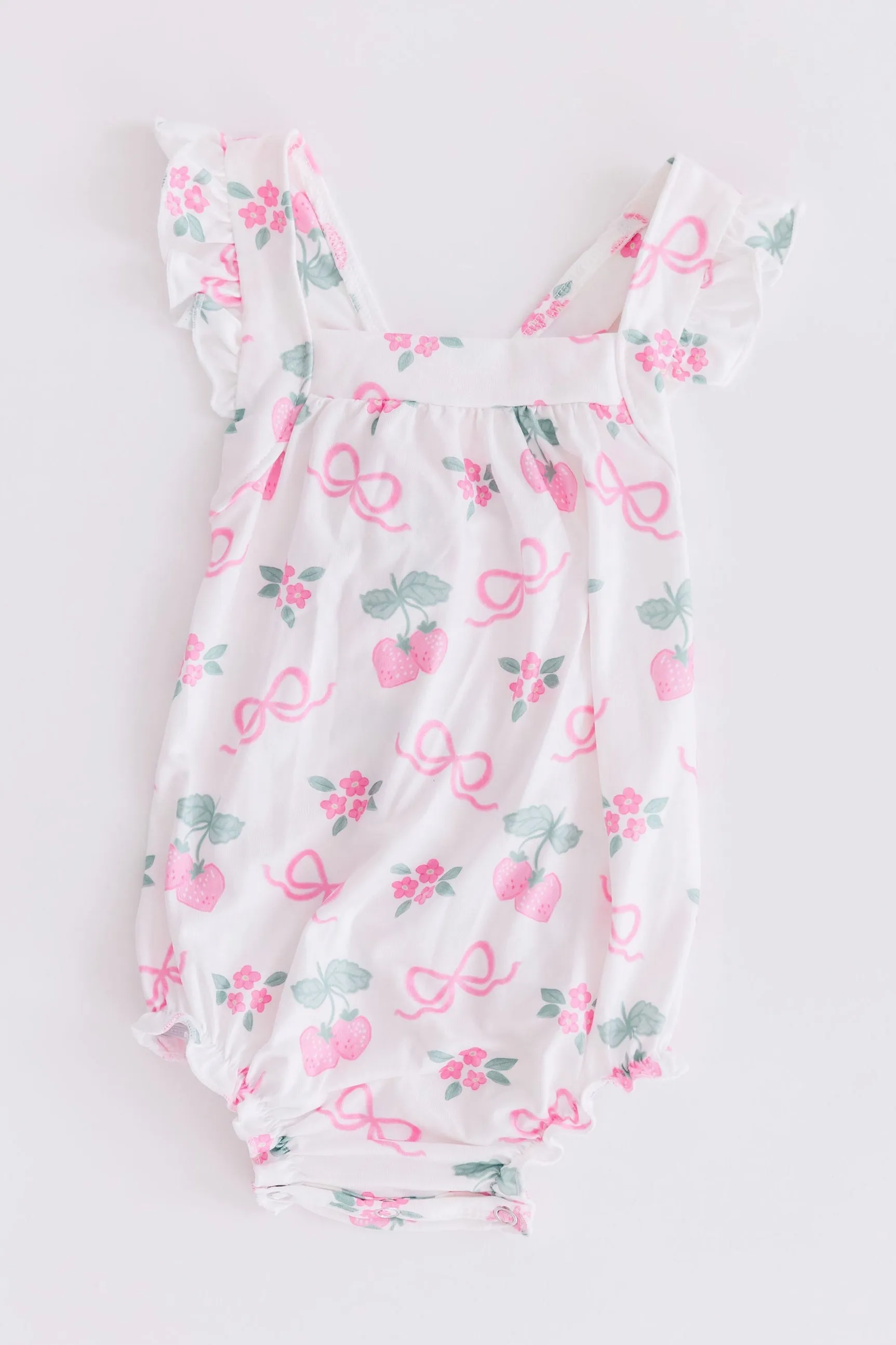Berries & Bows Ruffle Cross Back Romper