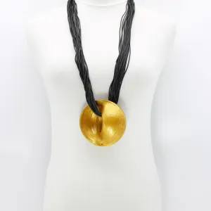 Big Bamboo Ufo Pendant Necklace in Yellow Gold
