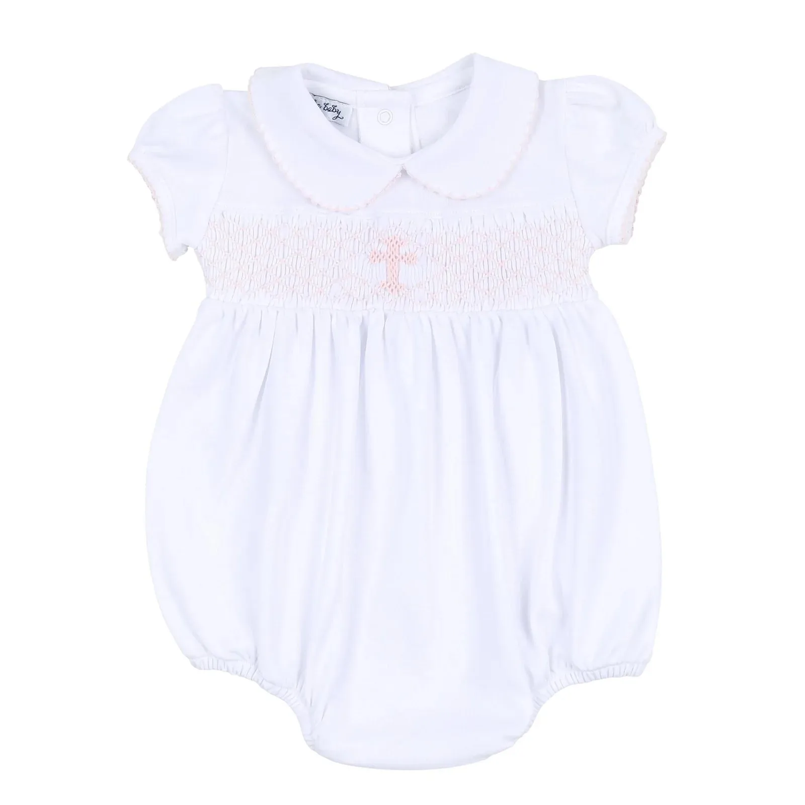 BLESSED SMOCKED COLLARED SHORT SLEEVE GIRL BUBBLE