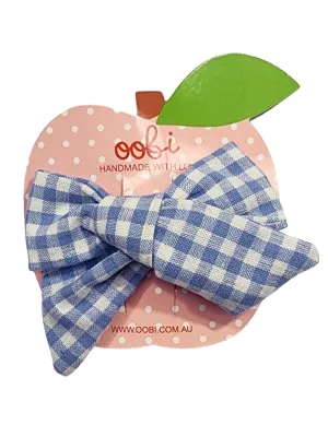 Blue Gingham Handmade Bow