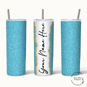 Blue Glitter Name 20 oz. Skinny Tumbler