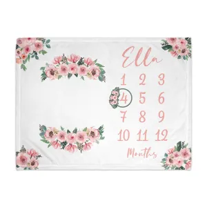 Blushing Personalized Milestone Baby Blanket