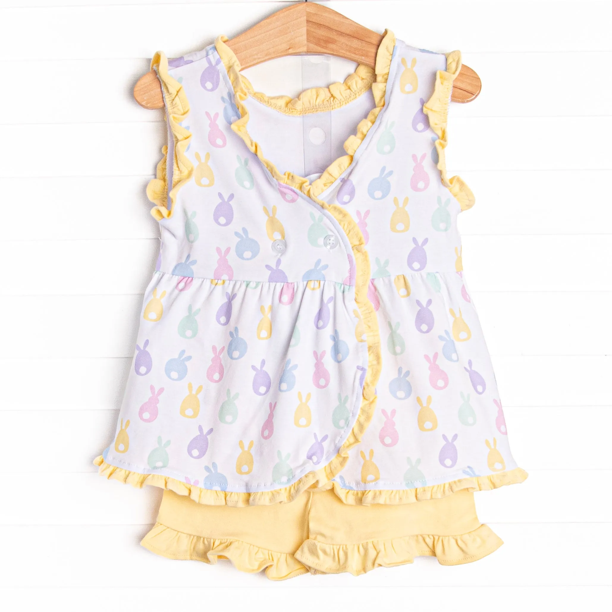 Boppin' and Hoppin' Ruffle Short Set, Yellow